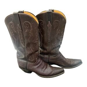 Lucchese Classics Stingray Cowboy Boots Brown Handmade USA Women’s 8